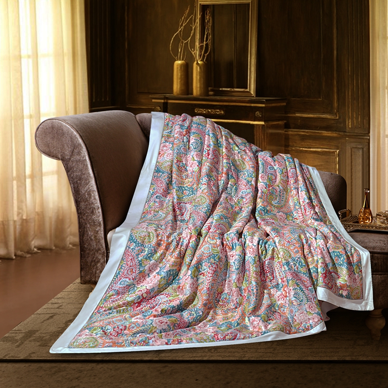 高端100s天丝夏被欧式印花亲肤双人薄被夏季丝滑裸睡空Z调被可水