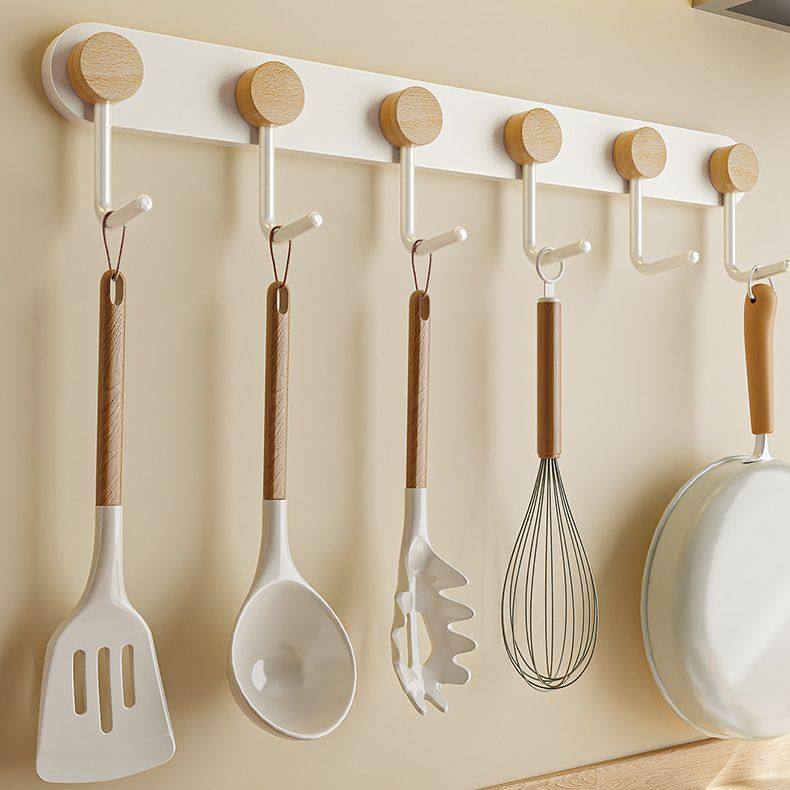 免打孔厨房卫生间挂钩铁艺原木单排墙上挂衣钩多功能整理收纳挂架,收纳整理,挂钩/粘钩,淘宝优惠券,粉丝福利购,淘宝优惠卷