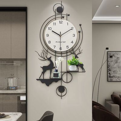 创意鹿挂钟钟表客厅2025新款简约现代免打孔静音艺术大气挂墙时钟