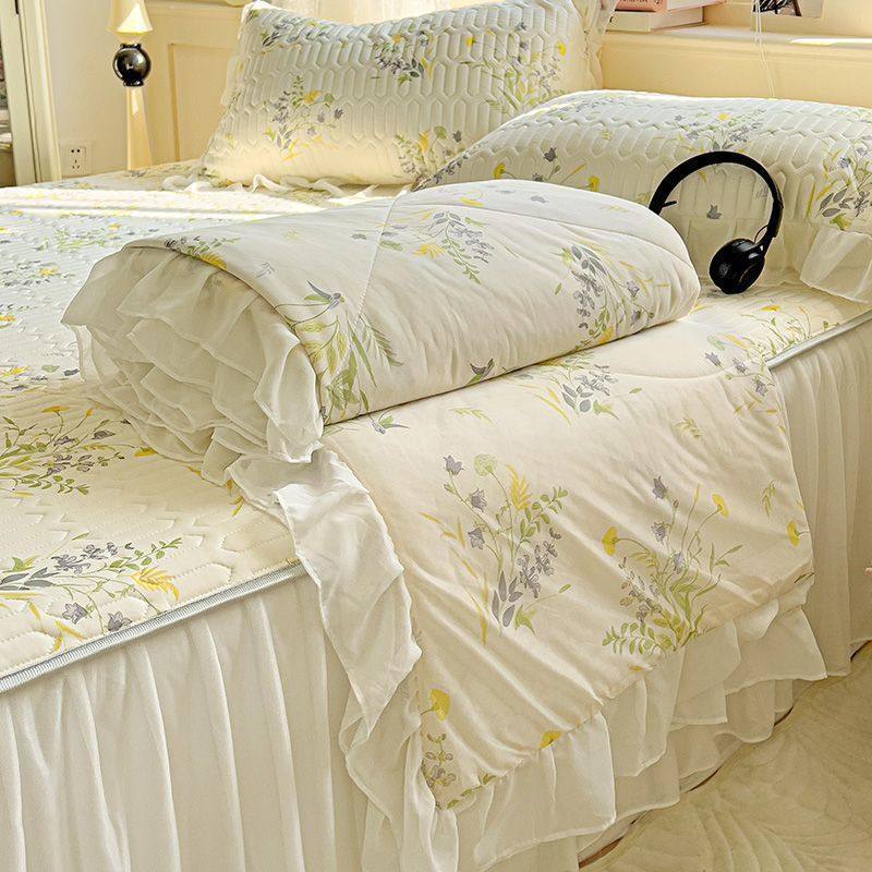 夏季凉感冰丝凉席夏被四件套床裙款空调薄被芯软席子三件套可机洗,床上用品,乳胶席,淘宝优惠券,粉丝福利购,淘宝优惠卷