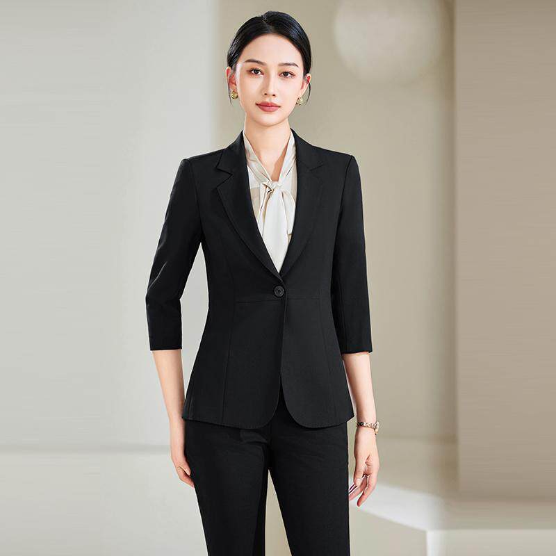 女款中袖西服商务职业装西服裤套装销售工作服定 制正装 代发
