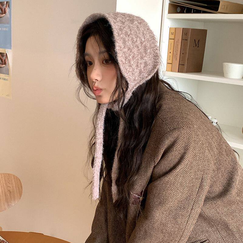 秋冬针织羊毛耳罩纯色简约毛线女新款耳套防寒保暖耳暖耳捂子