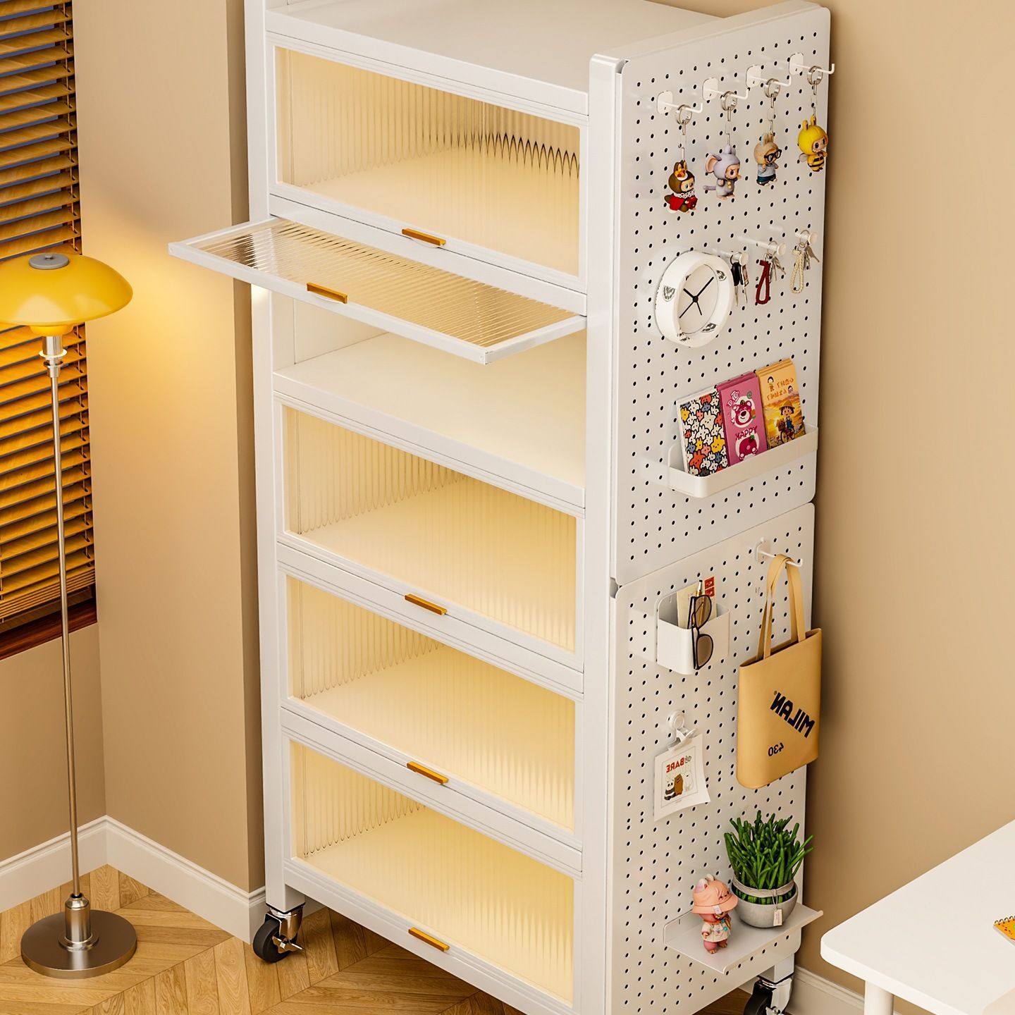 钢制书架可移动书柜儿童带轮置物架客厅收纳柜靠墙铁艺防尘储物柜,住宅家具,书架,淘宝优惠券,粉丝福利购,淘宝优惠卷