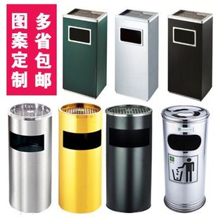 不锈钢酒店垃圾桶 圆形环卫大堂立式烟灰户外果皮箱方形带内桶