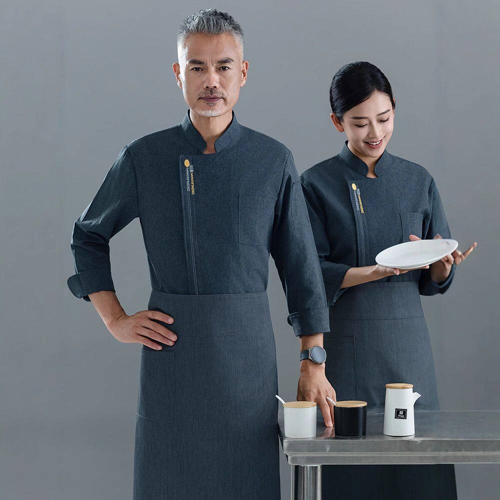 高端酒店厨师工作服男长袖餐厅烤肉火锅蛋糕饭店后厨秋冬款厨师服