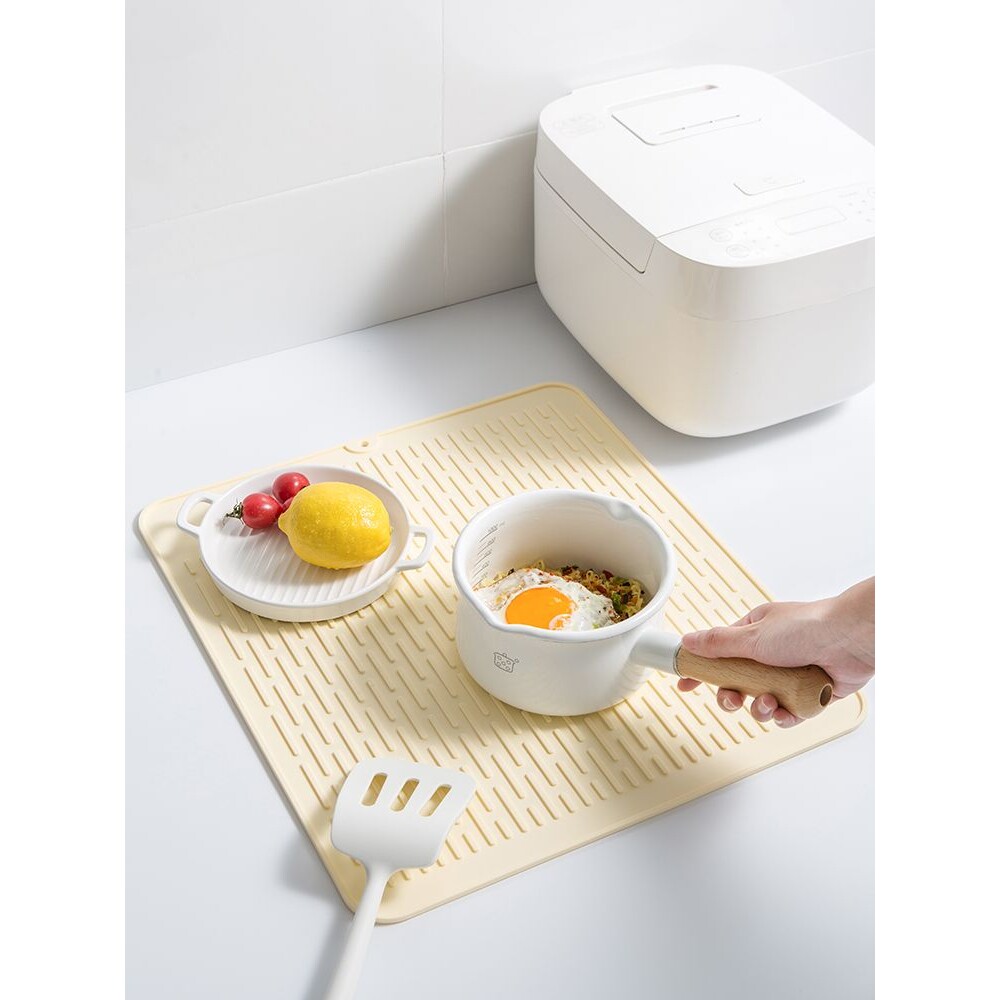 硅胶沥水垫厨房台面保护垫子灶台防烫防滑菜板滤水隔热垫大号餐垫
