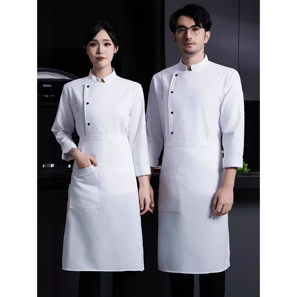 厨师服加绒加厚工作服大排档户外厨师衣服食堂冬季衣服厚长袖制服