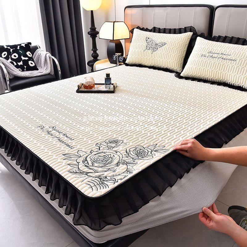 夏季欧式床笠款乳胶凉席三件套可机洗冰丝可折叠刺绣空调软凉席,床上用品,乳胶席,淘宝优惠券,粉丝福利购,淘宝优惠卷