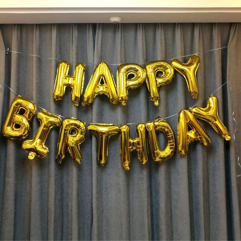 生日快乐HAPPYBIRTHDAY字母气球派对布置英文字母背景装饰多色选