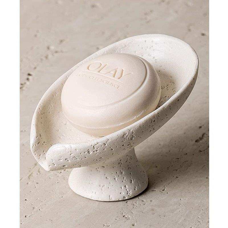 洞石皂碟香皂盒肥皂盒沥水高级轻奢卫生间酒店香皂置物架家用皂盒