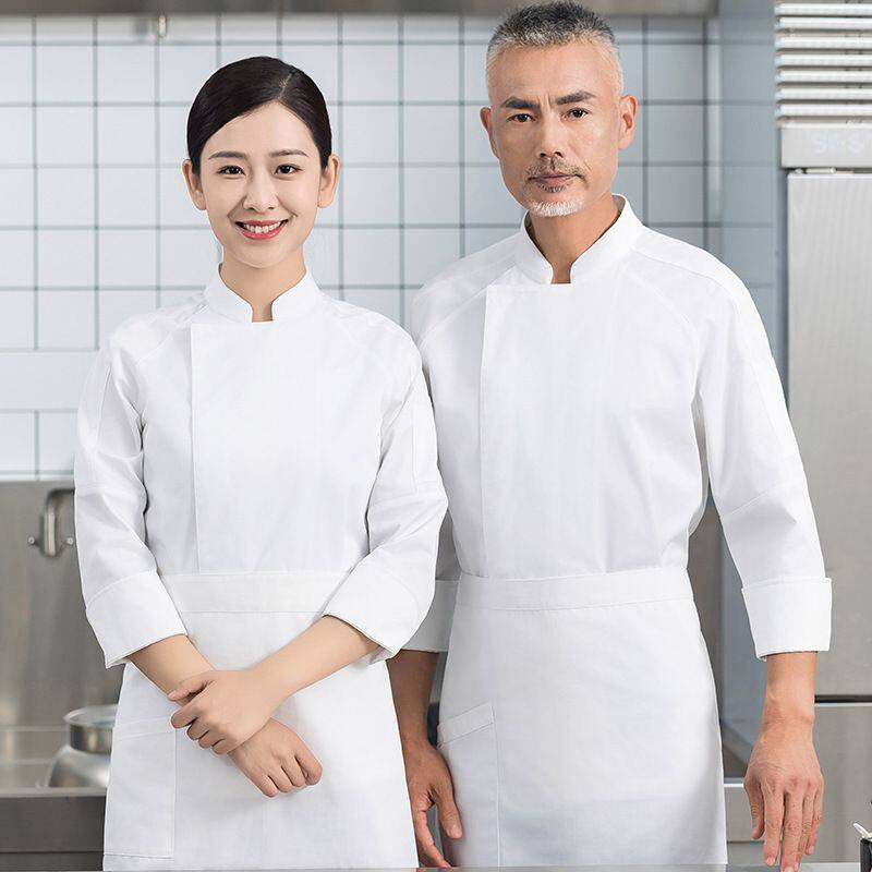 插肩暗扣厨师工作服长袖男春秋冬季酒店火锅饭店烘焙蛋糕厨房工装