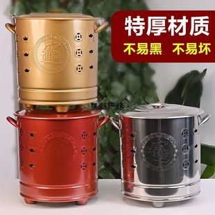 烧金桶烧钱纸无烟家用室内外特大号元宝锡箔焚烧炉不锈钢火盆特厚