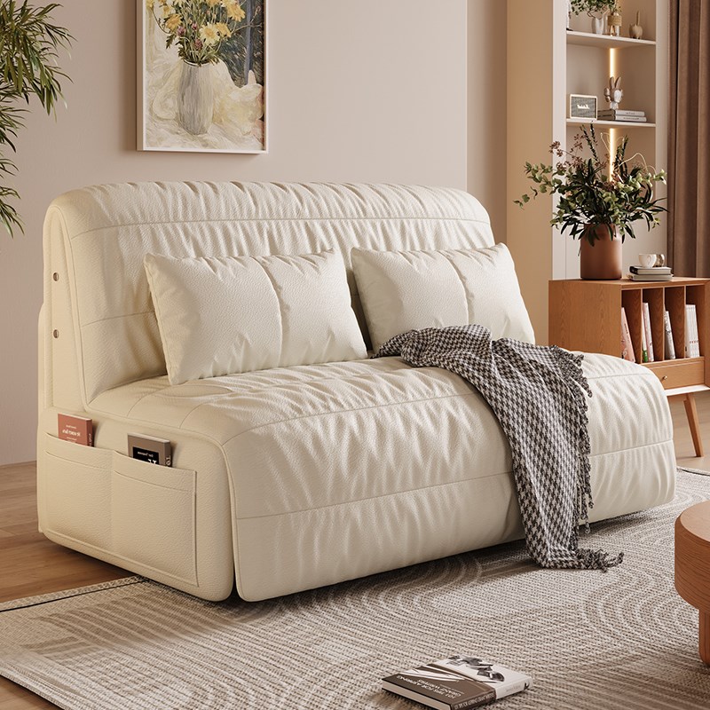 奶油风智能电动沙发床多功能可折叠两用2024新款单W双人小户型客