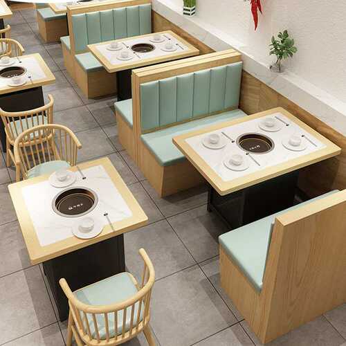 主题餐饮火锅店北欧桌椅木质串串店商用餐厅实木卡座沙发餐椅组合