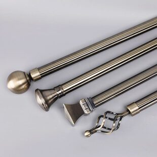 窗帘杆单杆青代一铜送支架时锰钢巧双杆夫人顶装加厚侧装罗马杆