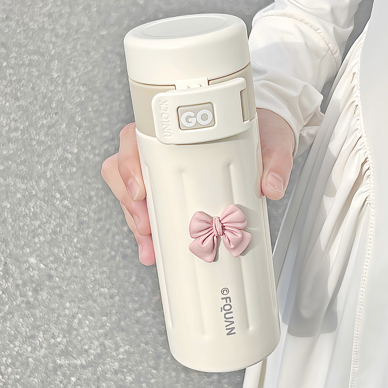 简约保温杯女生2024新s款学生便携不锈钢水杯办公室茶水分离泡茶