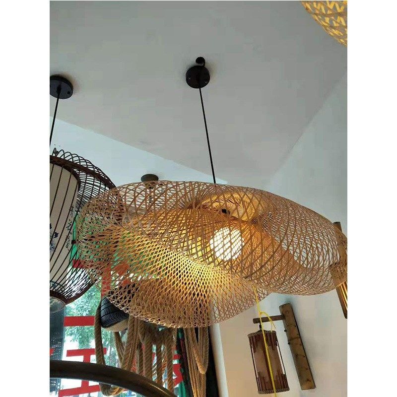 民宿饭店田园竹编装饰创意复古竹木藤吊K灯常州古镇义乌浙江深圳