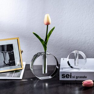 花瓶风插花家居摆件花瓶北欧邹小清新简约小瓶菊花透明