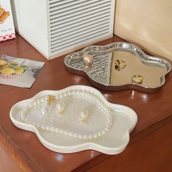饰品首饰展示盘陶瓷盘摆件云朵装饰香薰蜡烛玄关托盘 钥匙收纳盘,家居饰品,香薰托盘,淘宝优惠券,粉丝福利购,淘宝优惠卷