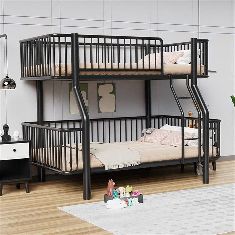带围栏错层式铁艺上下床铁架床两用高架床2米P长大人上下铺双层床