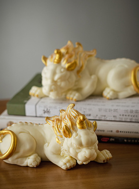 新中式招财彩金貔貅摆件一对客厅玄关办公室柜台装饰开业乔迁礼品