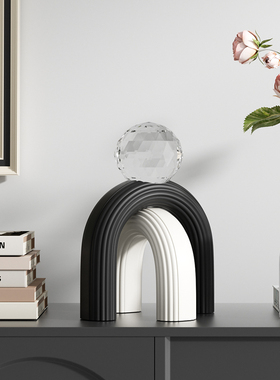 几何艺术软装高级感水晶球摆件意式极简客厅柜子电视柜酒柜装饰品