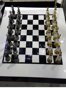 国际象棋高档金属套装折叠棋盘棋子西洋棋新古典欧式家居饰品摆件