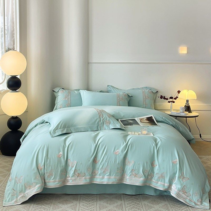 轻奢风A类60支全棉磨毛被套单件秋冬季加厚纯棉被罩双人床单床笠4