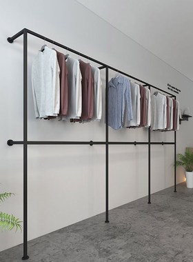 服装店展示架上墙壁挂双层挂衣服架子婚纱店西服裤子陈列货架定制