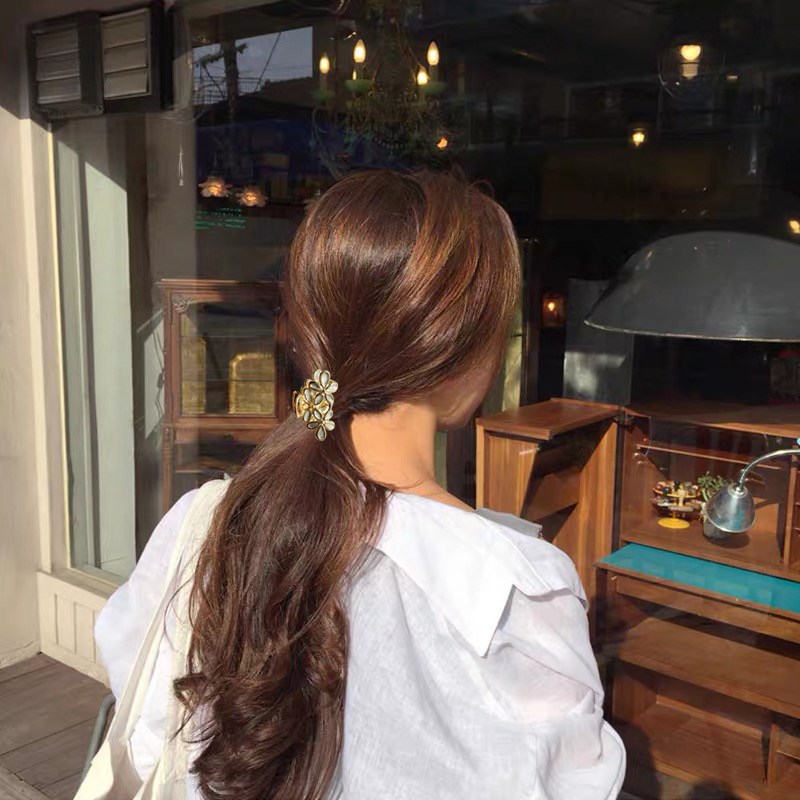 韩国网红气质花朵发夹后脑勺日系甜美抓夹顶夹简约刘海夹子头饰