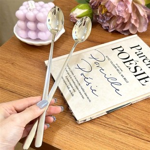 搅拌勺加厚304不锈钢 长柄冰勺甜品勺蜂蜜奶茶勺商用家用加长调羹