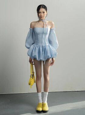 怪诞女孩  法式芭蕾公主风收腰抹胸蓬蓬裙时尚百搭修身显瘦连衣裙