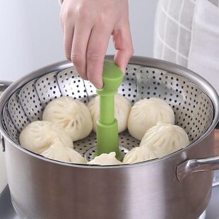 格不锈钢圆形包手柄莲花可伸缩篦子蒸架家用蒸带盘子迷你形菜蒸笼