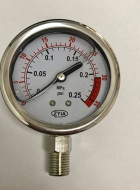 Zyia 压力表 yn-60 yn-63 径向 0-0.25mpa 35psi 螺纹ZG1/4 60mm