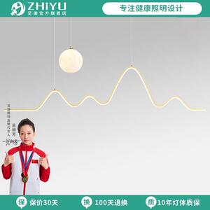 至御餐厅吊灯轻奢饭厅餐桌吧台灯现代简约月球灯极简长条餐厅灯