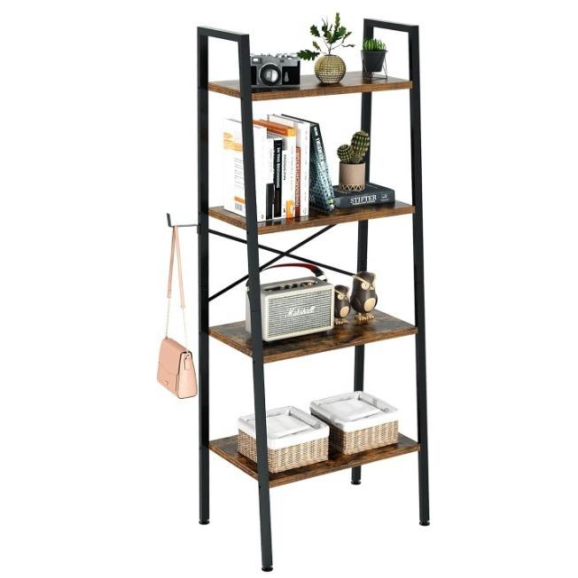 现货家用客厅多层陈列铁艺钢木书架置物架落地卧室收纳架储物