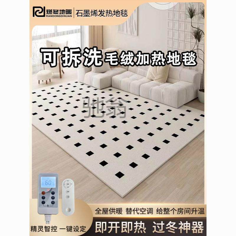分体式石墨烯加热地毯客厅家用地暖垫电热地毯可拆洗移动发热垫
