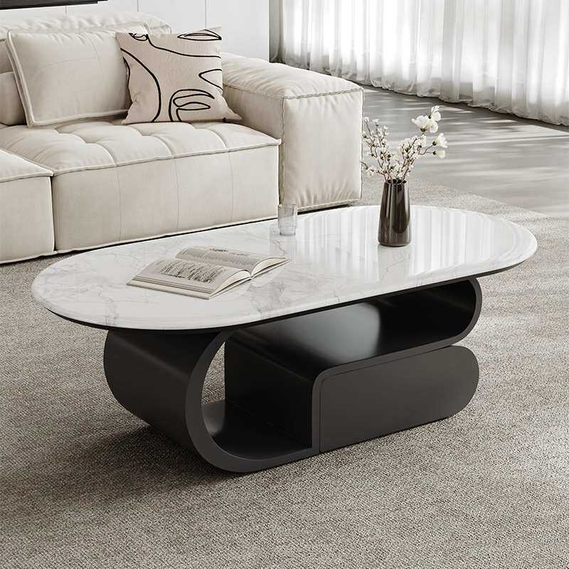 小户型茶几微晶石风客厅感轻奢现代意式创意设计简约家用