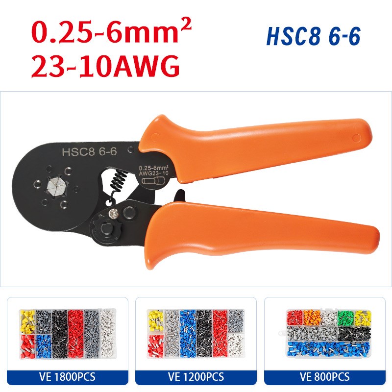 HSC8 6-6压线 线钳p自调式VE管型压线 线钳针形冷压端子钳0.25-6m