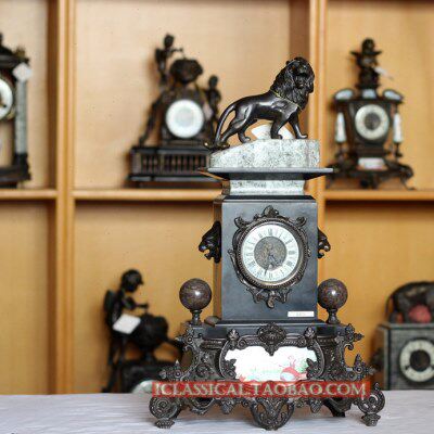 钟表 仿古钟 表 古典钟表仿古 欧式钟表 铜铸狮子理石钟表