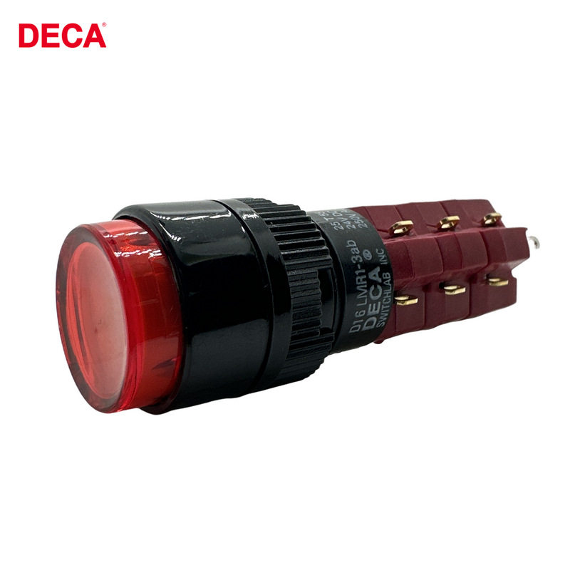 台湾DECA进联D16LAR1-3AB带灯自锁式按钮开关16mm交替型3NO+3NC