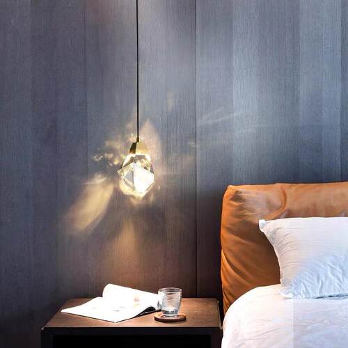 轻奢全铜水晶小吊灯北欧卧室床头书房极简餐桌吧台现代简约灯具
