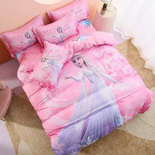 冰雪奇缘全棉四件套女孩儿童床单人三件套3D纯棉艾莎公主床上用品