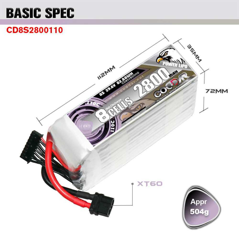 CODDAR鹰氪2800MAH 8S 29.6V 110C航模6 7寸X8穿越机长续航锂电池