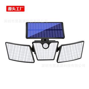 太阳能壁灯265LED防水照明射灯270°感应弧形探照灯厂家源头