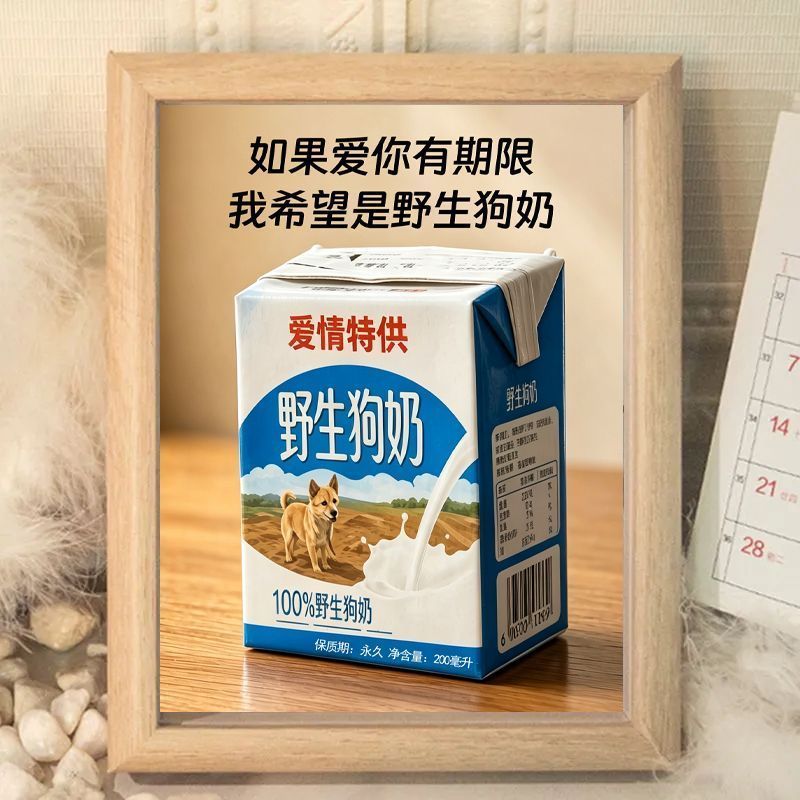 七夕礼物野生狗奶搞笑相框摆件