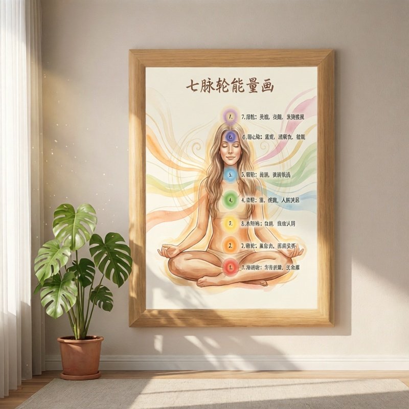 七大能量画木质相框桌面装饰画瑜伽冥想放松挂画高级感治愈系,家居饰品,相框/画框,淘宝优惠券,粉丝福利购,淘宝优惠卷