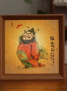 钟馗系列水墨插画小夜灯相框