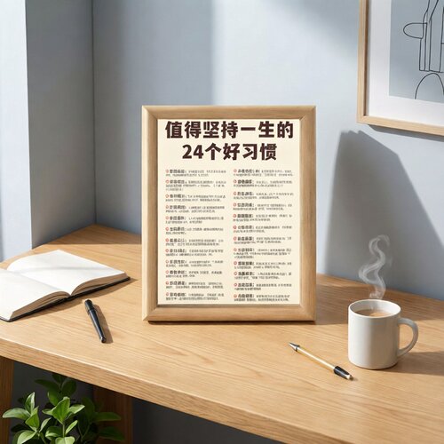 励志24个好习惯木质客厅挂墙相框