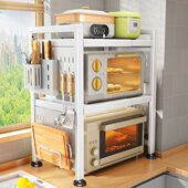 厨房置物架钢餐边柜桌面新款 厨房储物柜碳可调微波炉架移动收纳架